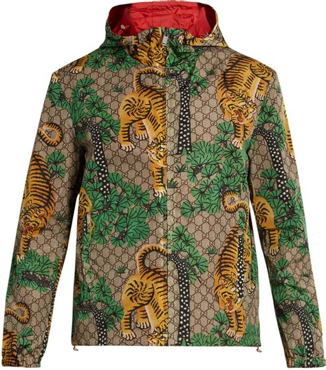 gucci print jacket replica|gucci tiger rain jacket.